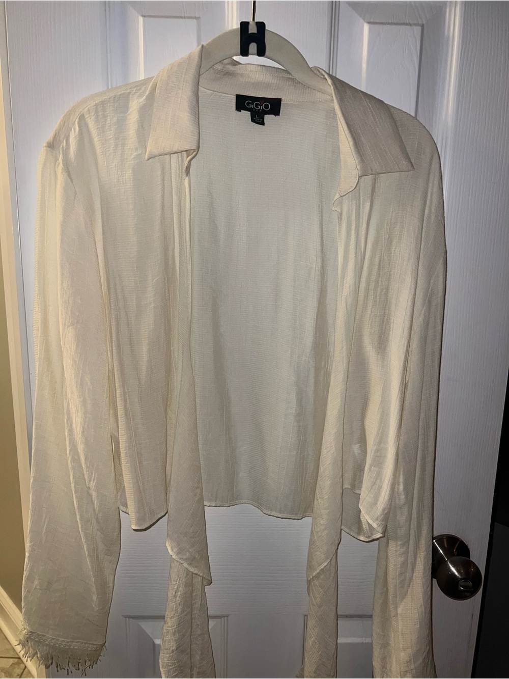 G.GIO Cream Open-Front Lightweight Tunic